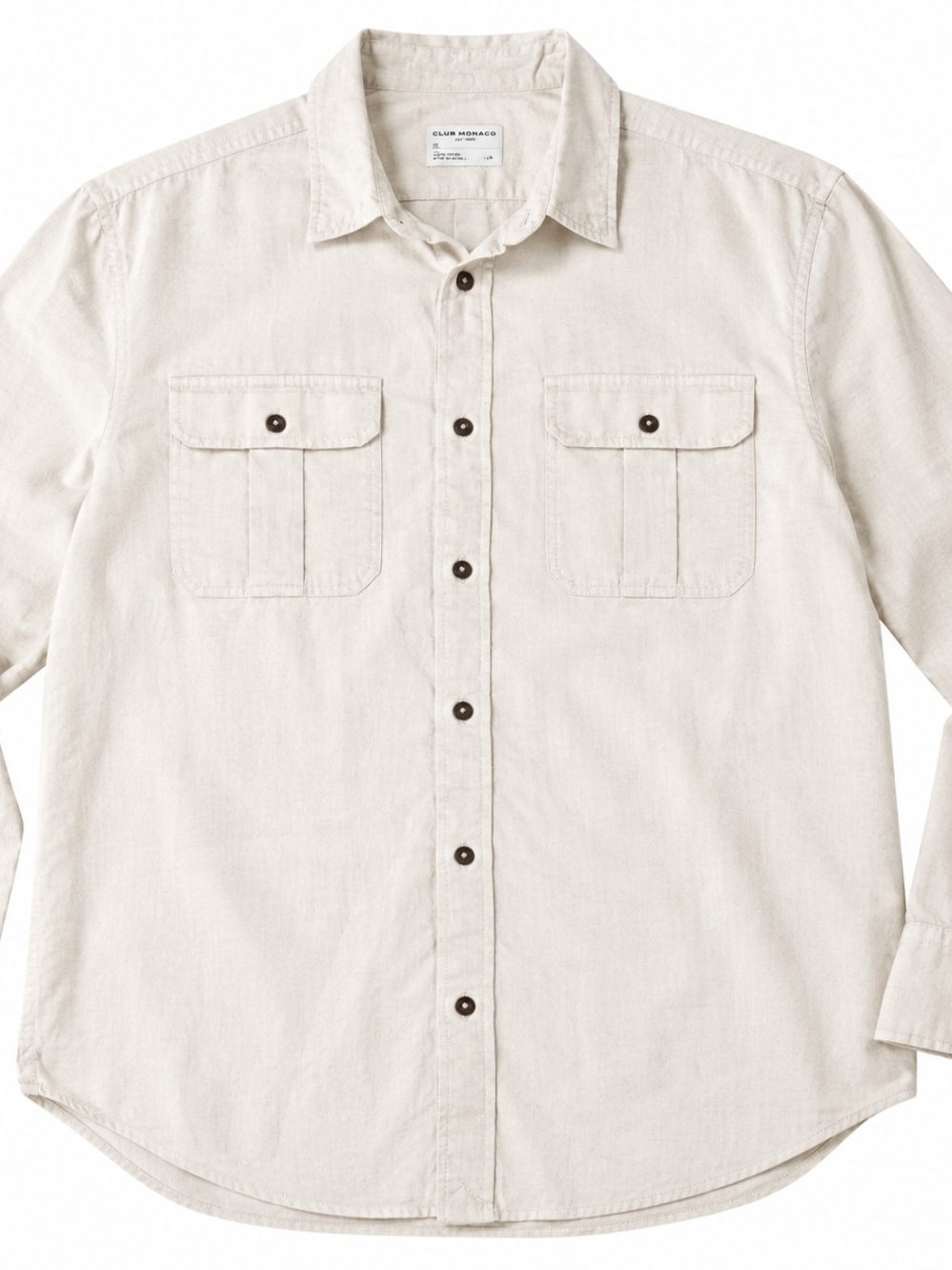 Medium. Club Monaco Men's Casual Button-Down Shirt in Beige